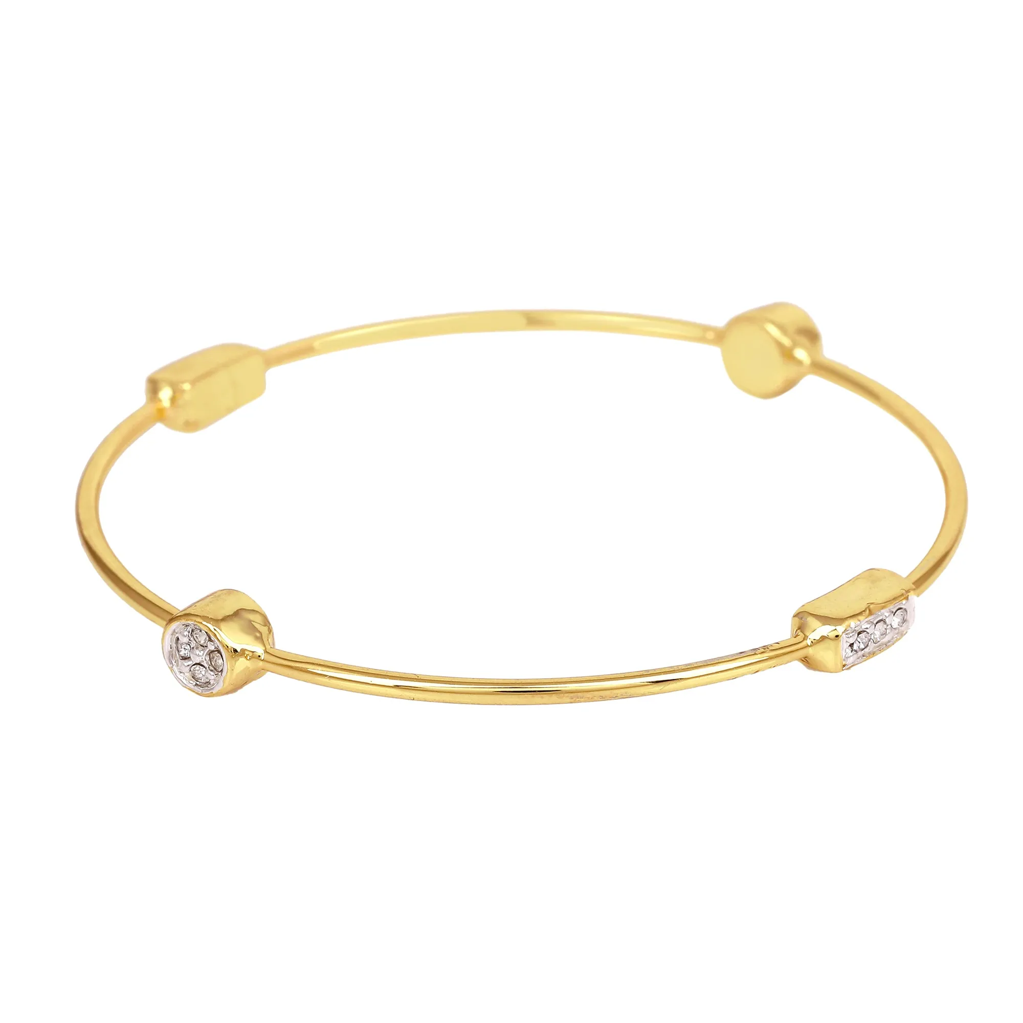 Estele Gold & Rhodium Plated White Austrian Crystal Stone Kadaa Bracelet For Girls And Women