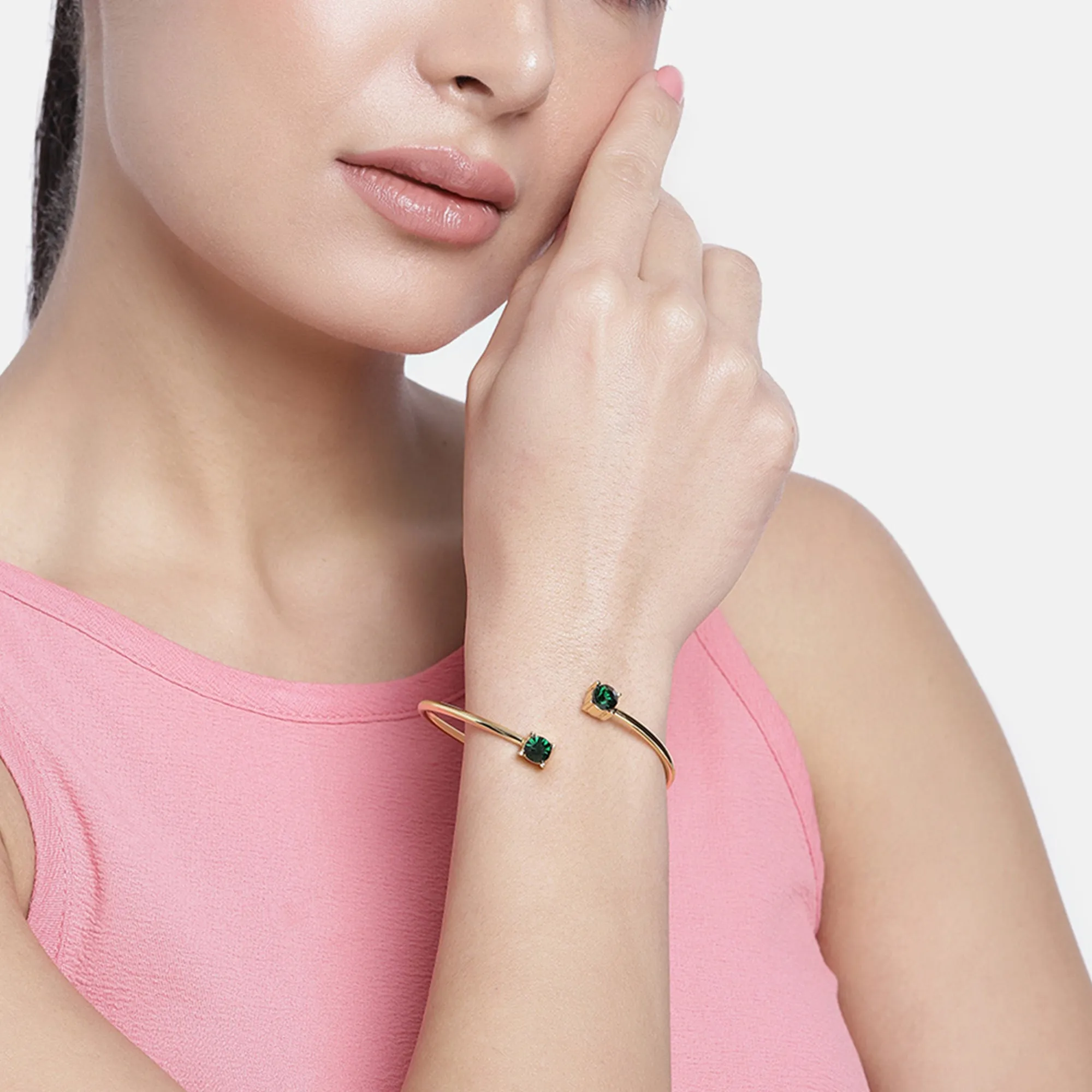Estele Green Stone Bangle Modal Bracelet For women