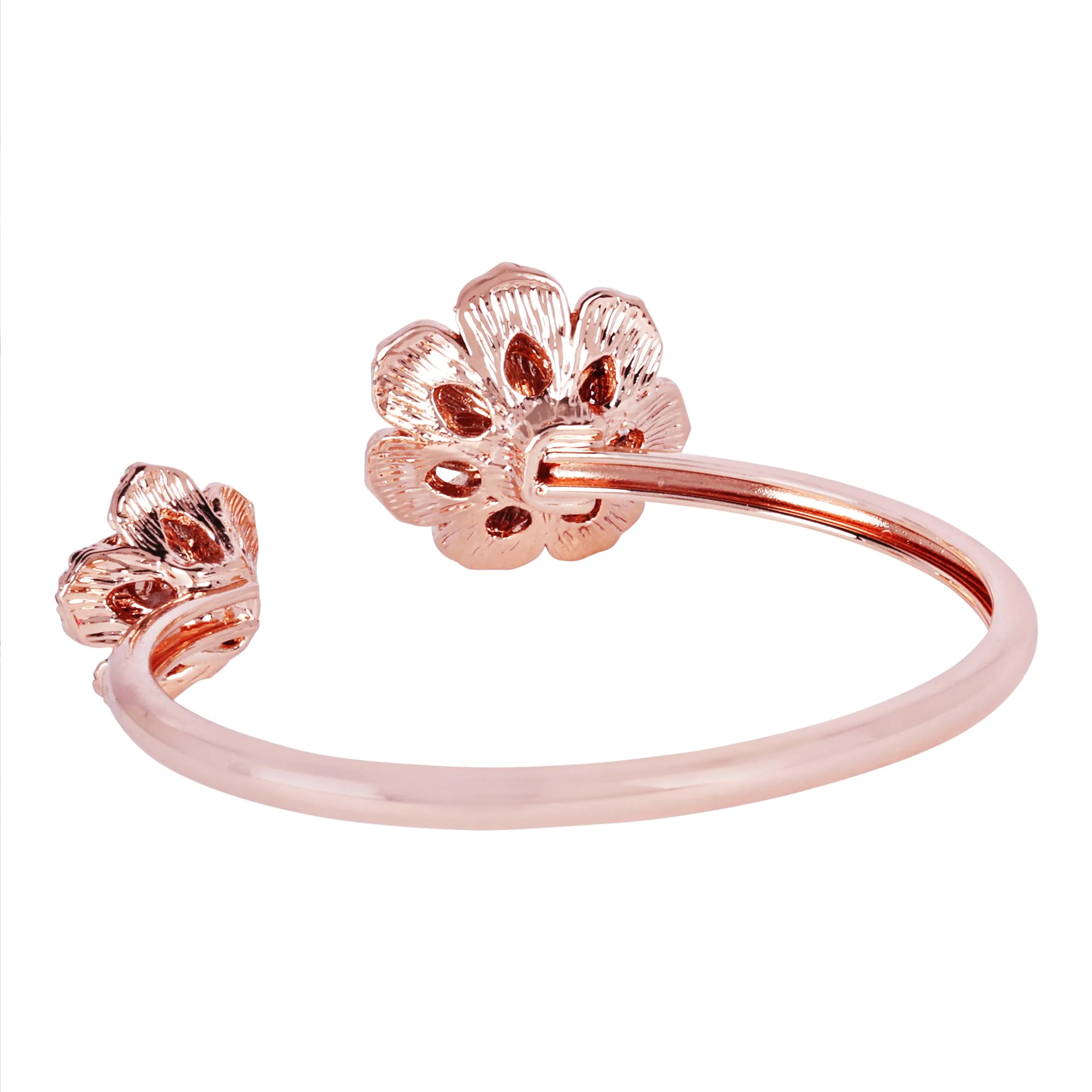 Estele Rose Collectiona??? Modern Rose Motif Cuff Bracelet: Stylish Rosegold Plated with Floral Charmsa??? A Fashionable Statement for Women