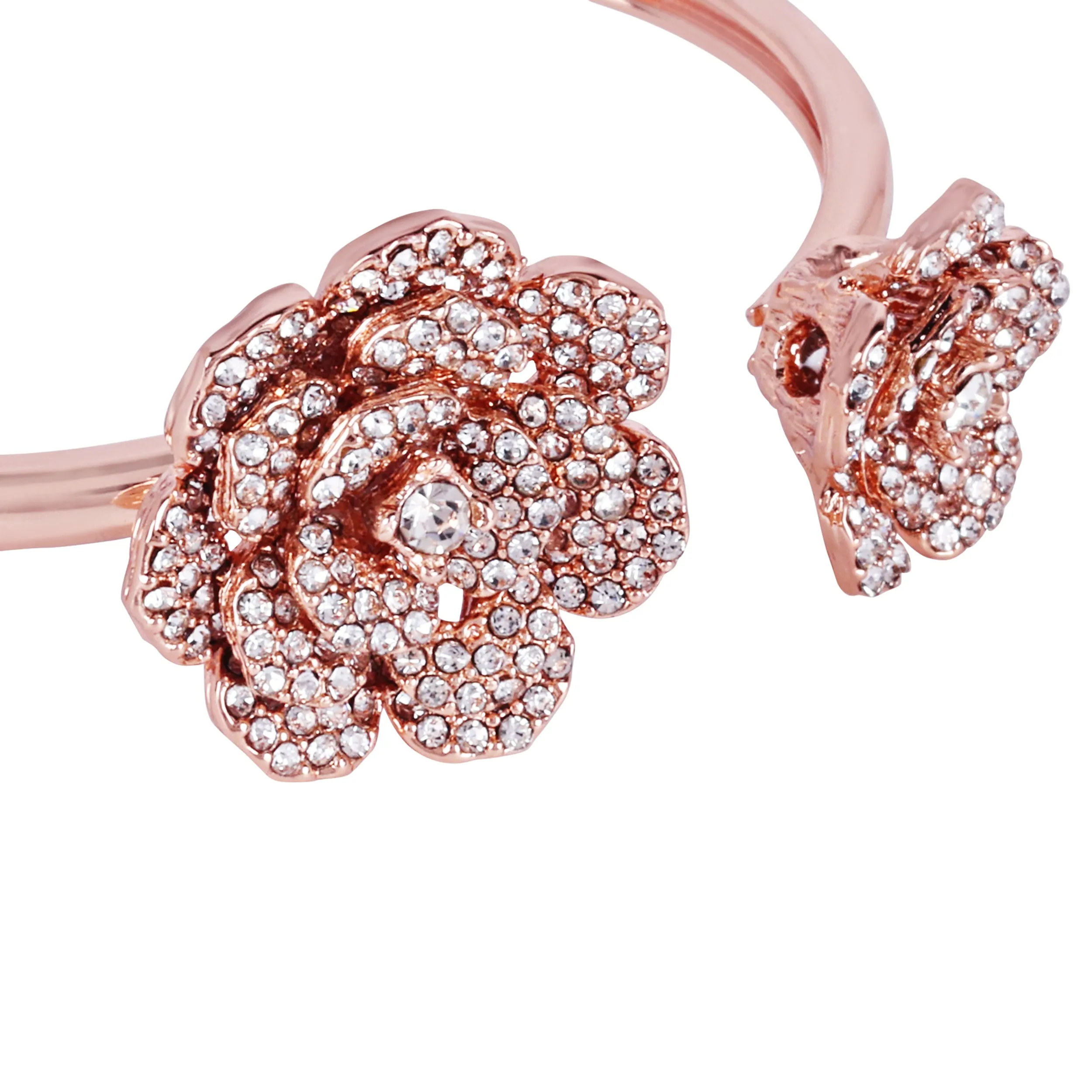 Estele Rose Collectiona??? Modern Rose Motif Cuff Bracelet: Stylish Rosegold Plated with Floral Charmsa??? A Fashionable Statement for Women