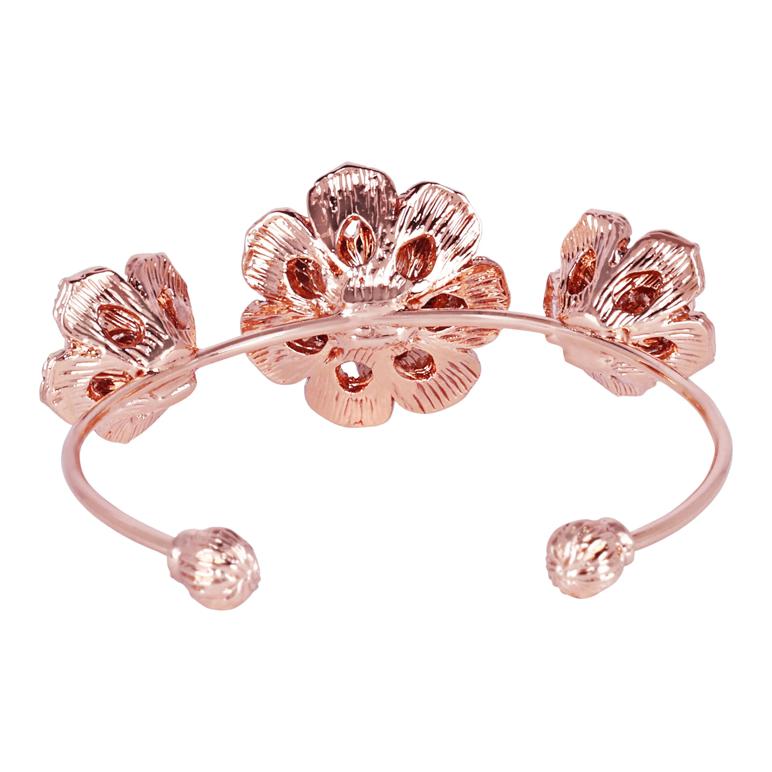 Estele Rose Collectiona??? Premium Rosegold Plated Rose Motif Cuff Bracelet: Timeless Floral Design for Womena??? Perfect Jewelry for Parties & Celebrations