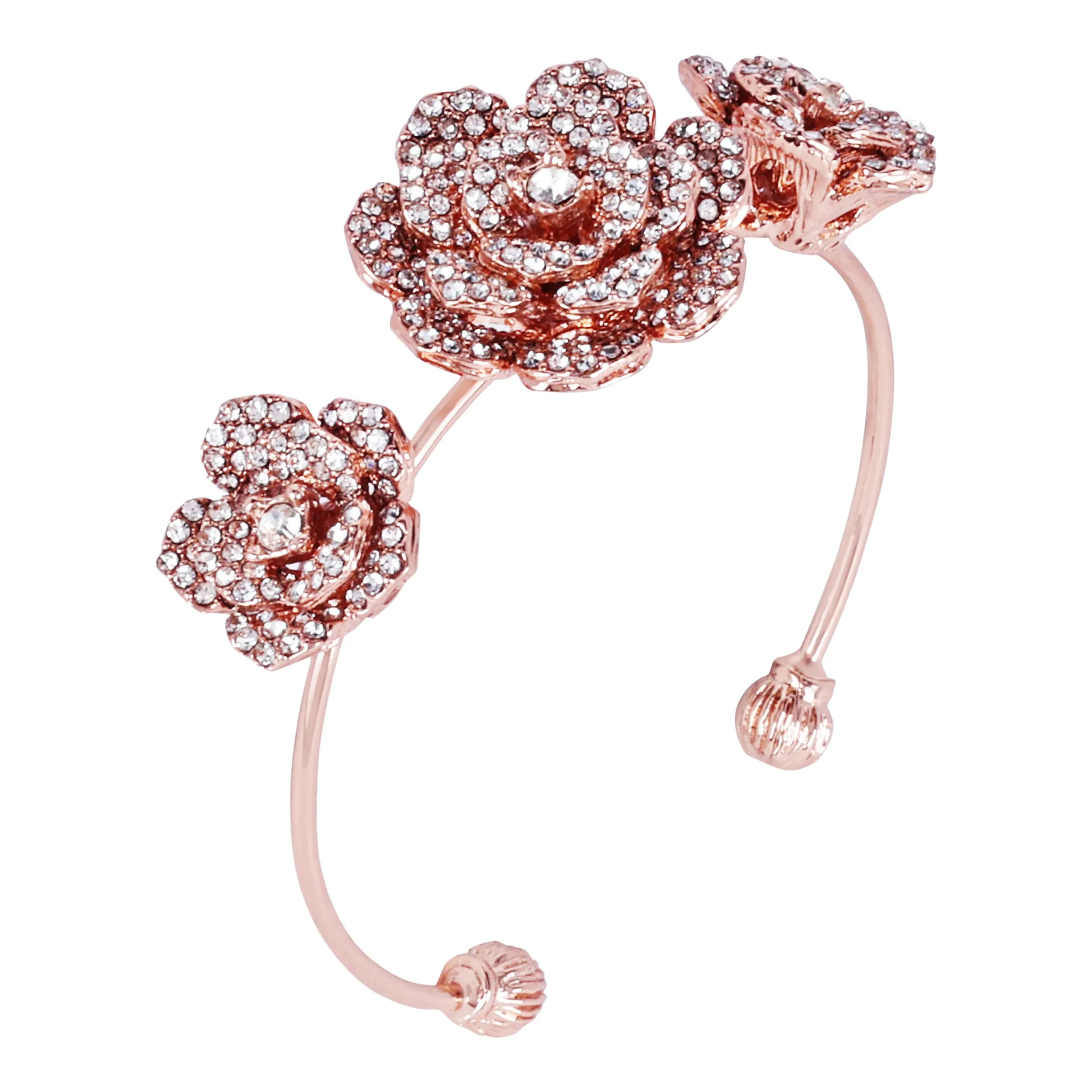 Estele Rose Collectiona??? Premium Rosegold Plated Rose Motif Cuff Bracelet: Timeless Floral Design for Womena??? Perfect Jewelry for Parties & Celebrations