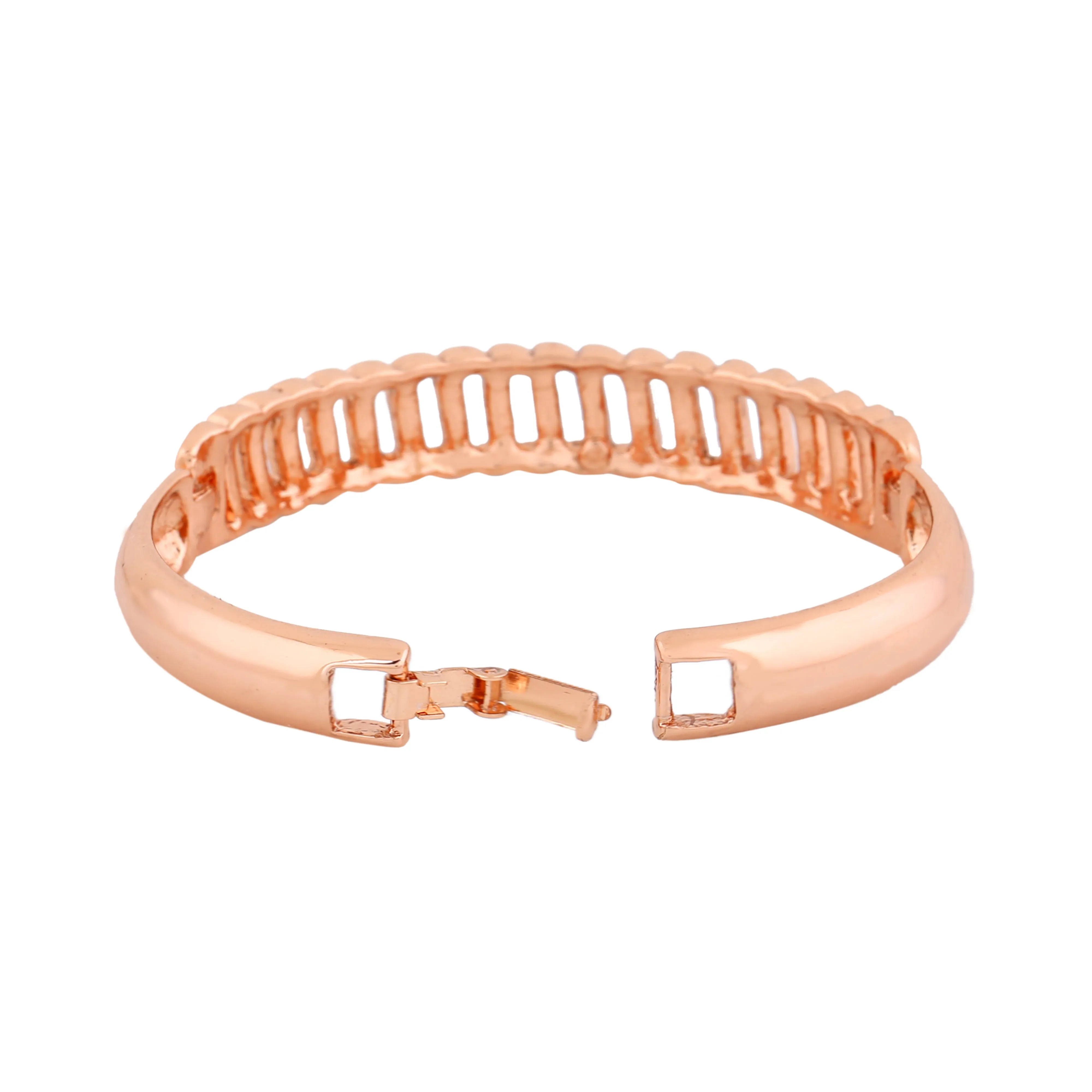 Estele Rose Gold Plated Continuity Cuff Bracelet with Crystals for Women