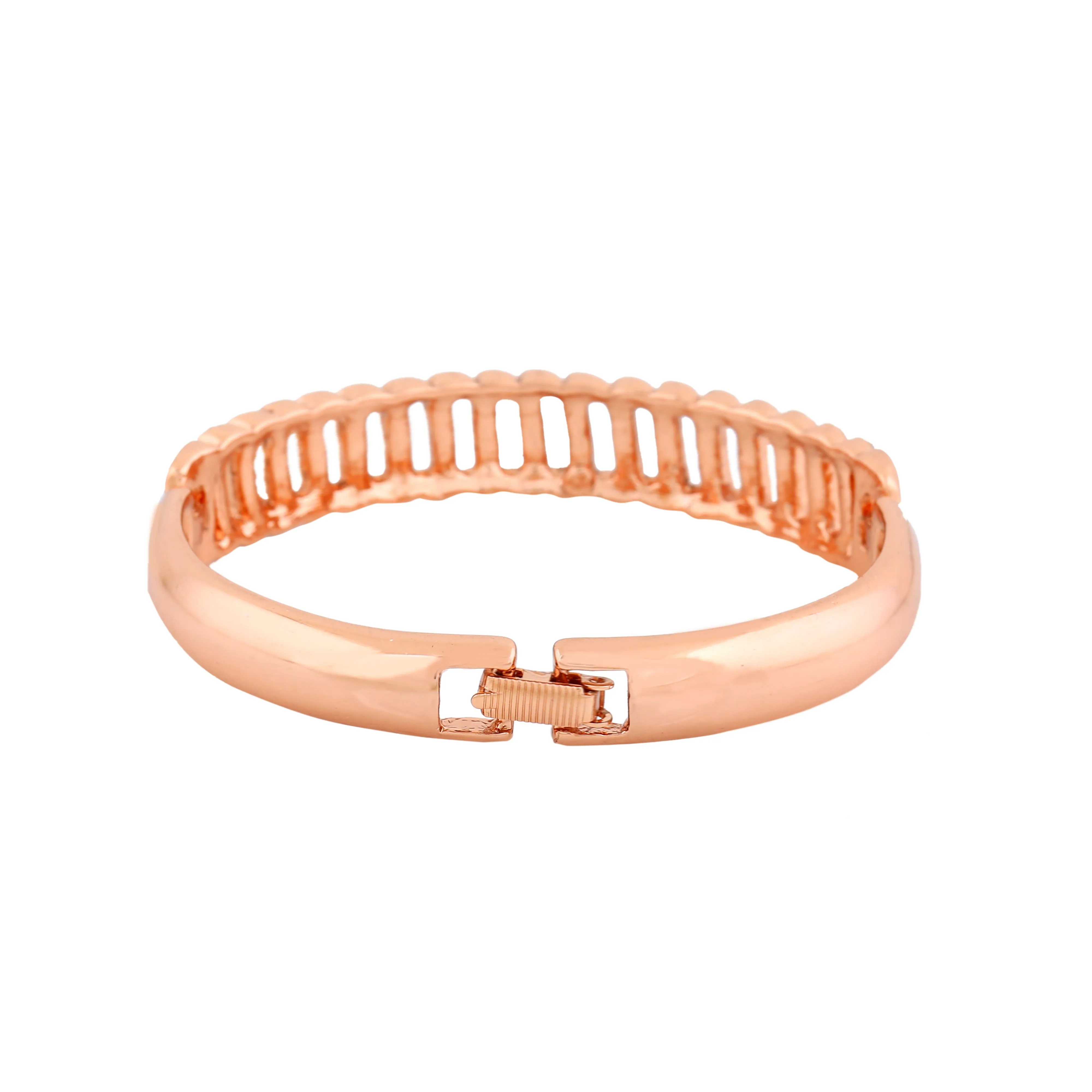 Estele Rose Gold Plated Continuity Cuff Bracelet with Crystals for Women