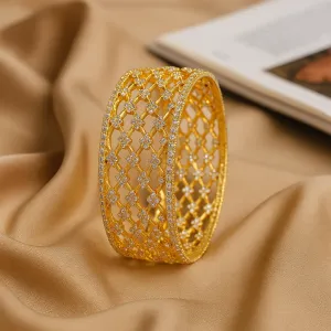 Estele Timeless Gold Bangle 2.4 Size ?C Dazzling Diamond Jewelry for Women, Luxurious and Elegant ?C OSBR-VK11418-24 BANGLE