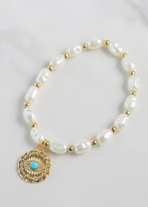 Evil Eye   Pearl Bracelet