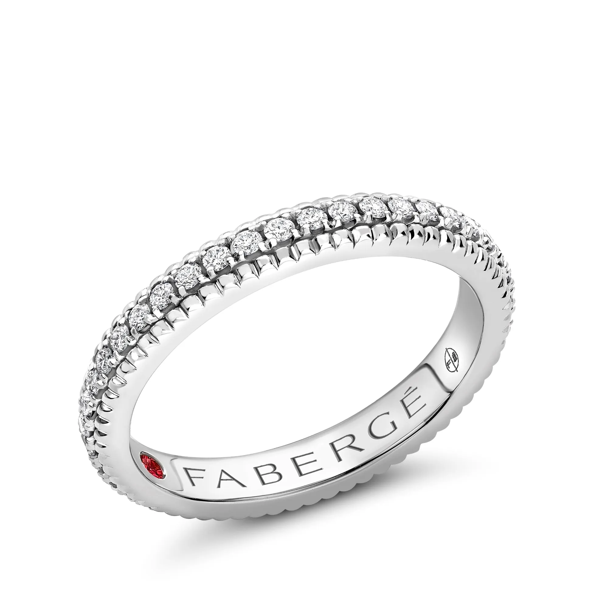 Faberge Colours of Love Platinum Diamond Fluted Band Ring D