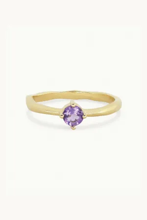 February Amethyst Gold Birthstone Ring