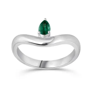 Floating Emerald Pear Shaped Ring - WG