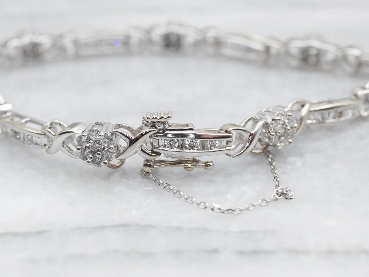 Floral Diamond Cluster Link Bracelet