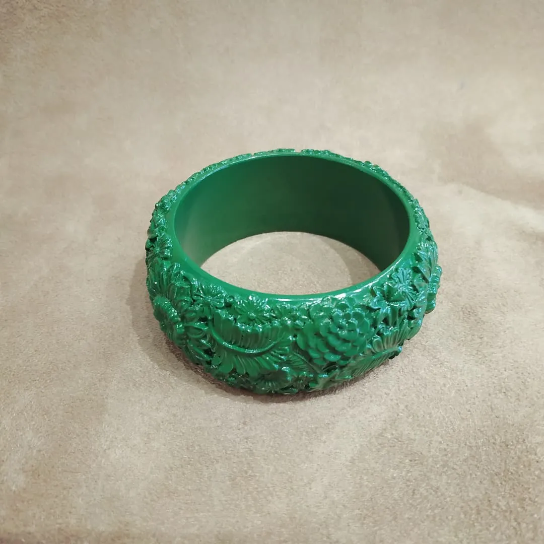 Floral Green Wide Bangle