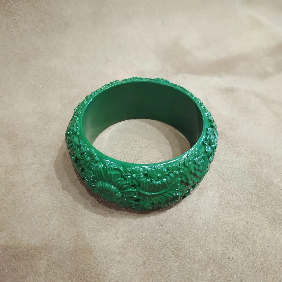 Floral Green Wide Bangle