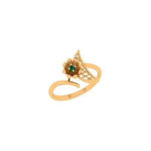 Flower With Green Stone Ring