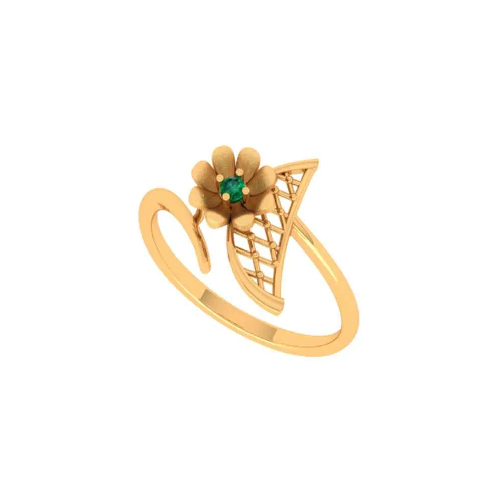 Flower With Green Stone Ring