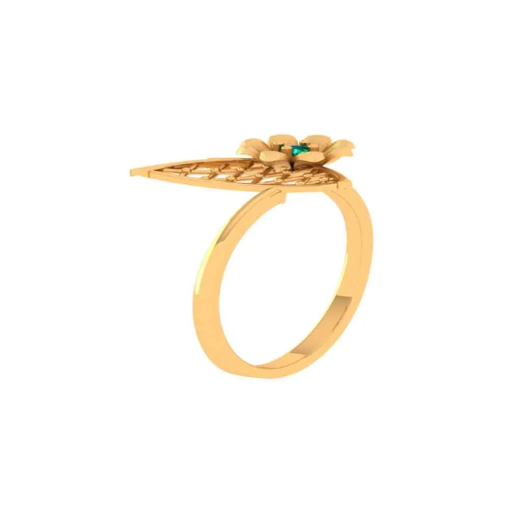 Flower With Green Stone Ring