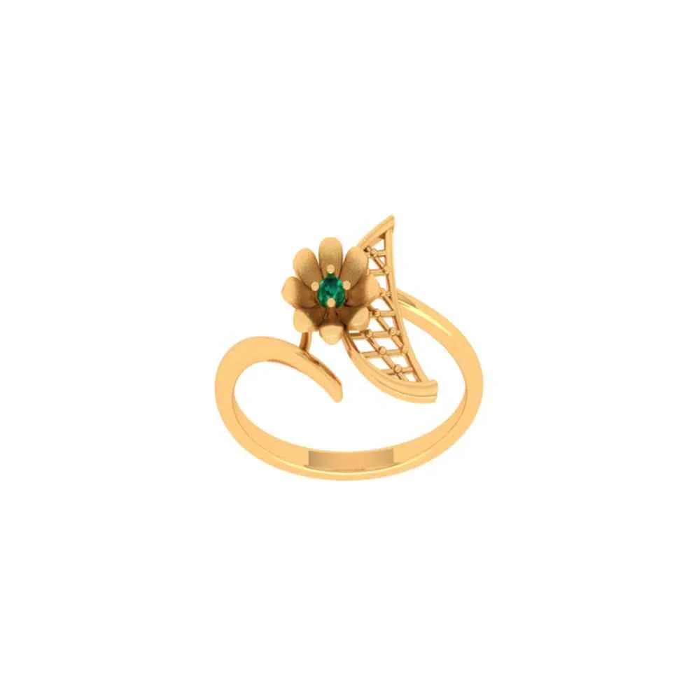 Flower With Green Stone Ring