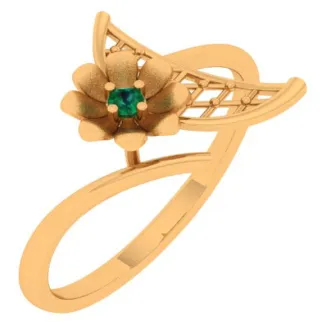 Flower With Green Stone Ring