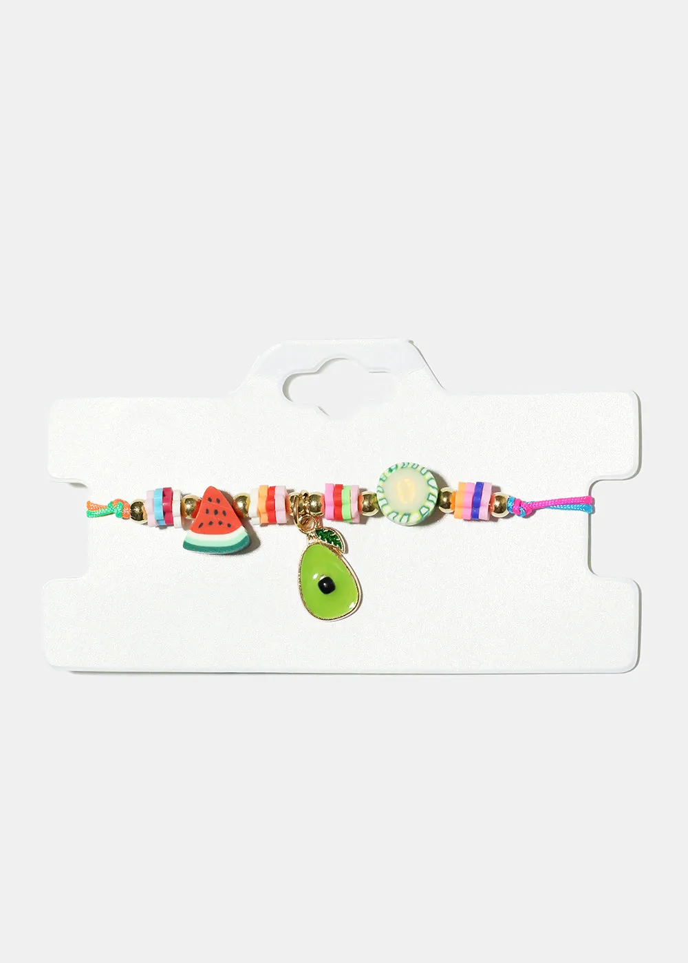 Fruit Charm & Bead Drawstring Bracelet