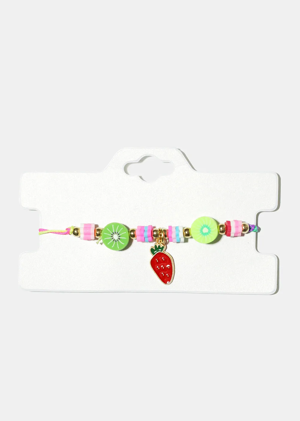 Fruit Charm & Bead Drawstring Bracelet