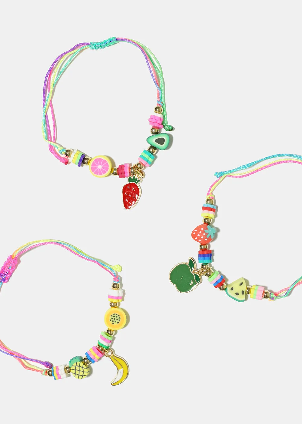 Fruit Charm & Bead Drawstring Bracelet