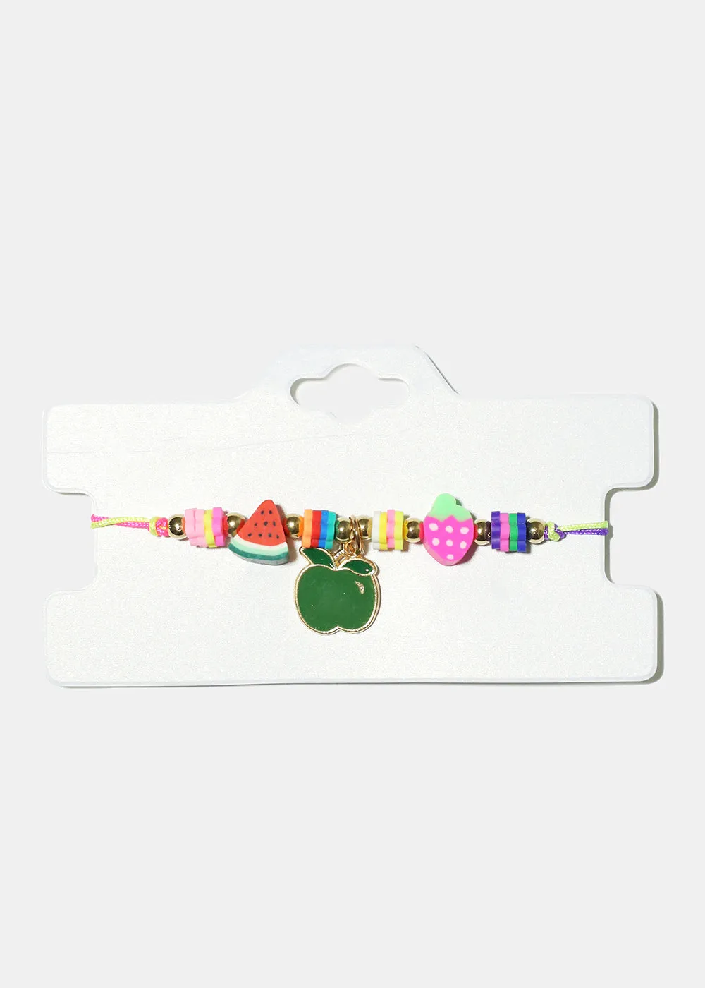 Fruit Charm & Bead Drawstring Bracelet