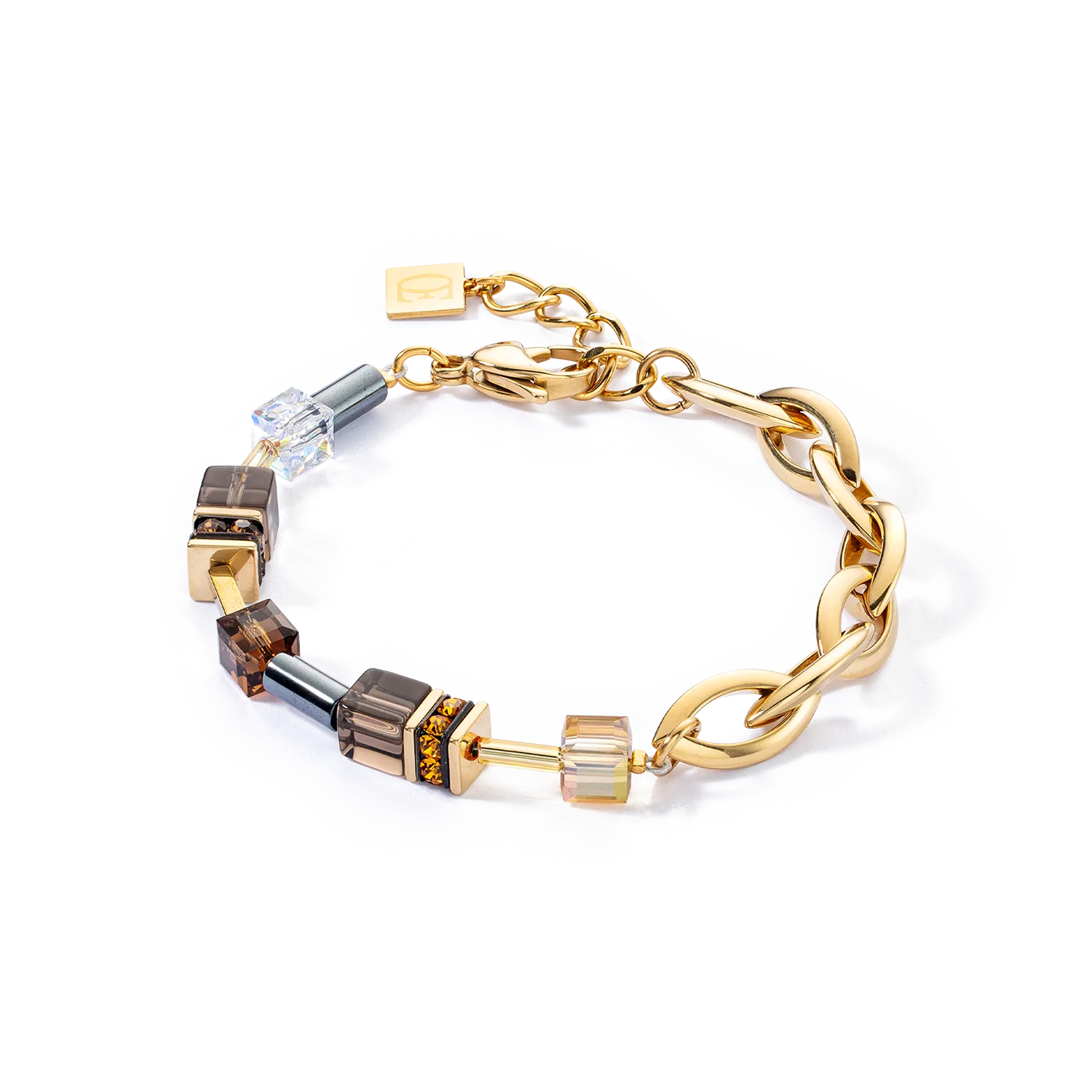 GeoCUBE? Chunky Chain bracelet gold-brown