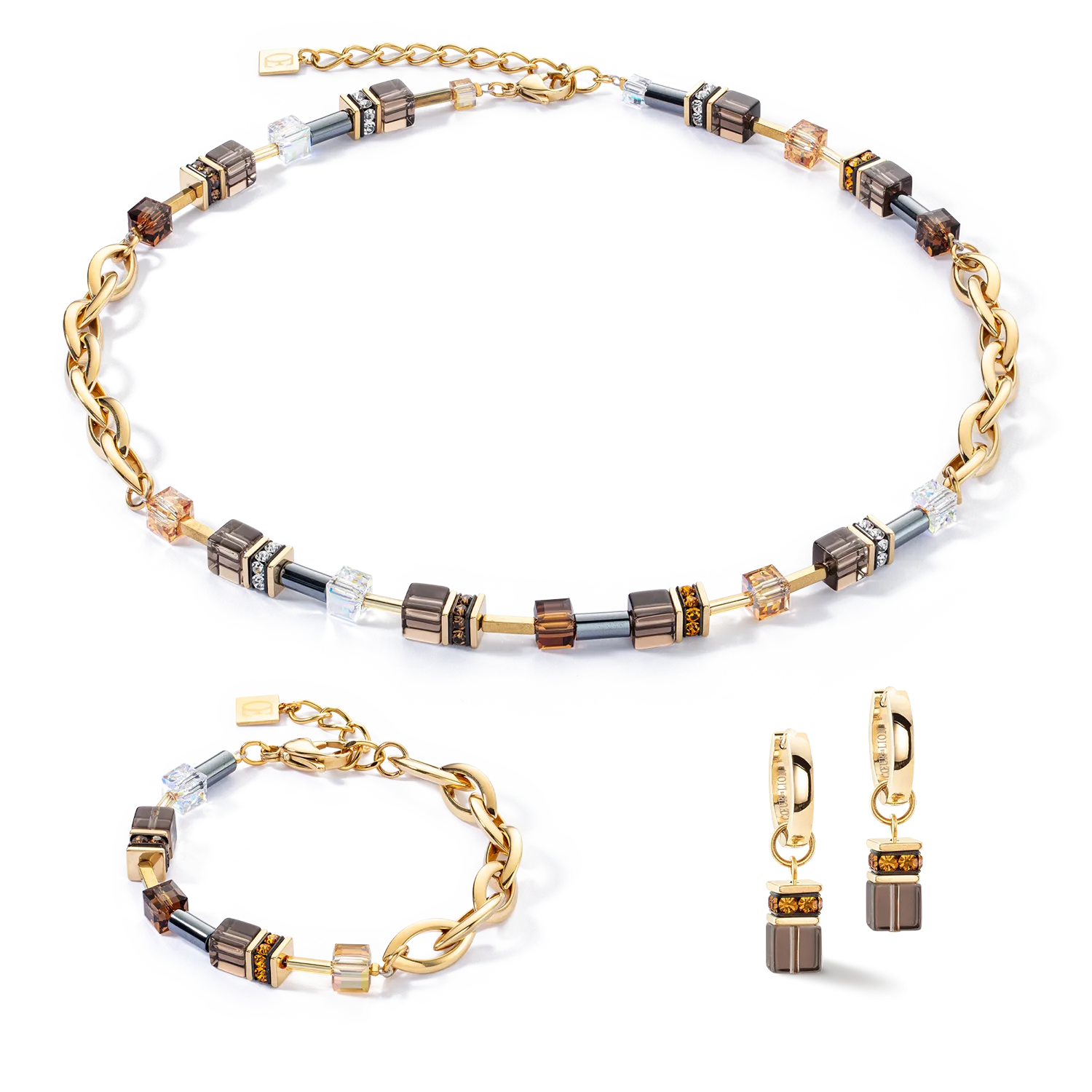 GeoCUBE? Chunky Chain bracelet gold-brown