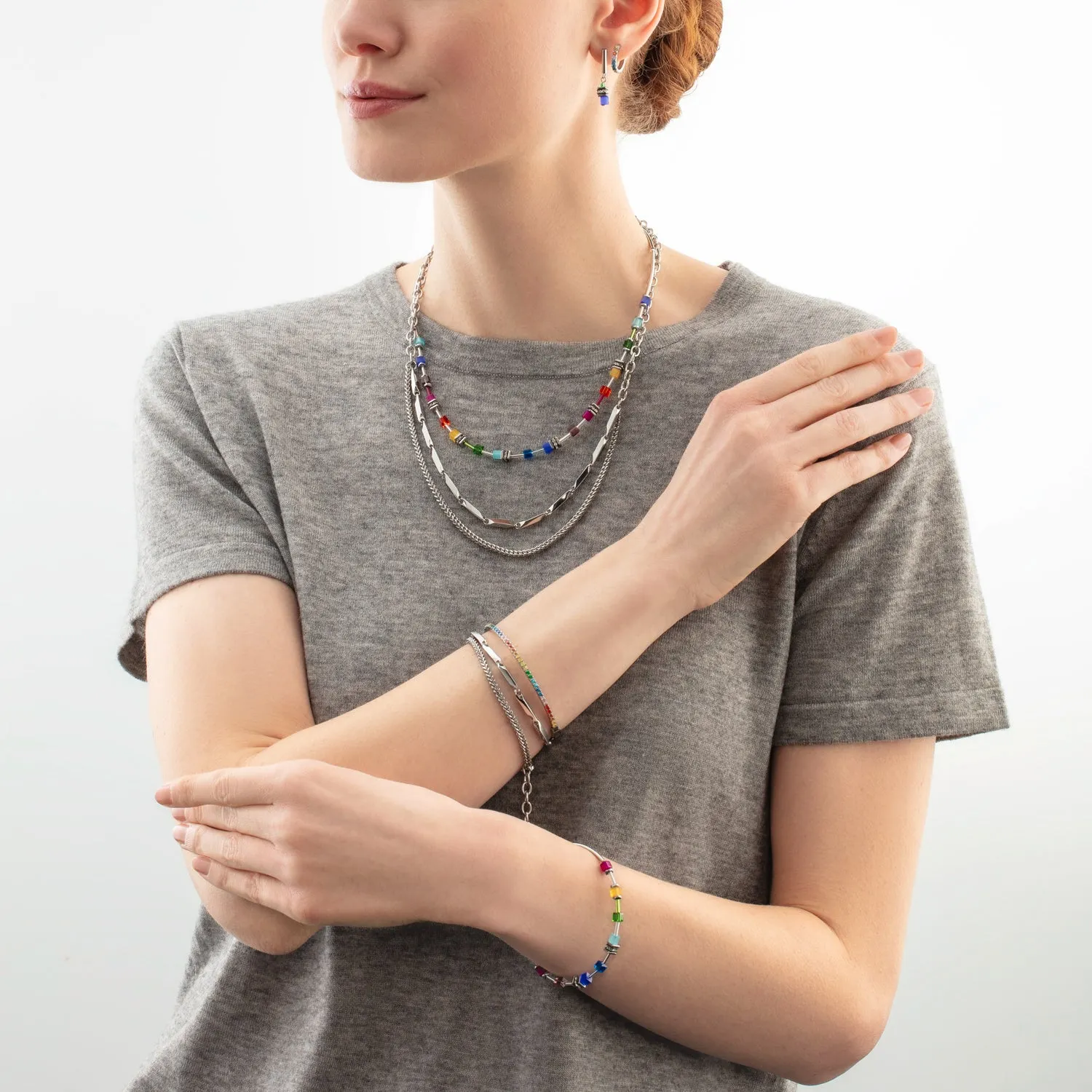 GeoCUBE? Lite Mini Bracelet Rainbow silver