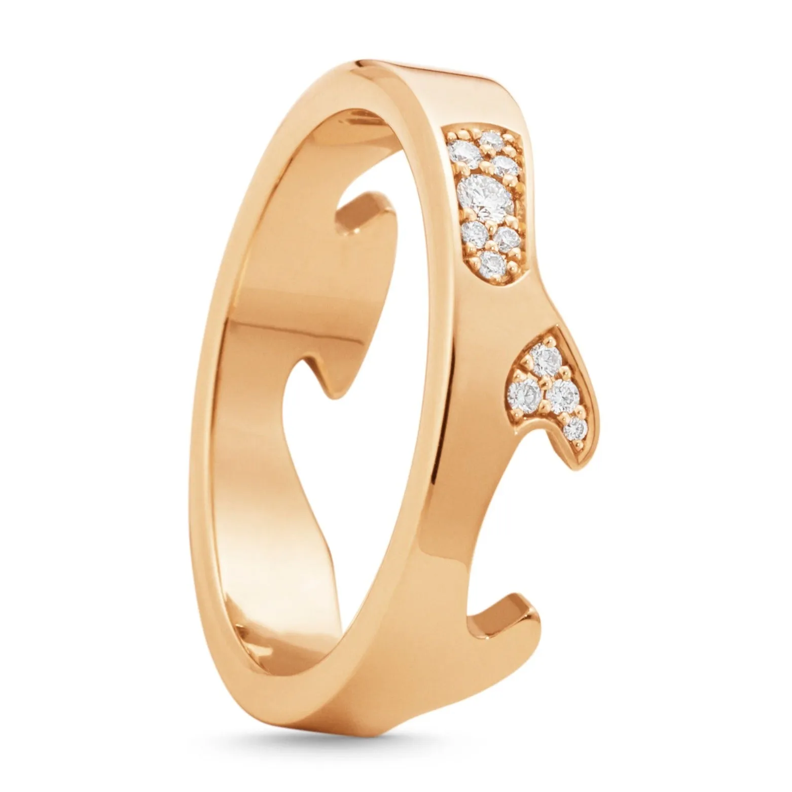 Georg Jensen Fusion 18ct Rose Gold Diamond Pave End Ring AB