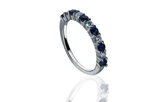 GLEAM OF SAPPHIRE AND MOISSANITE RING