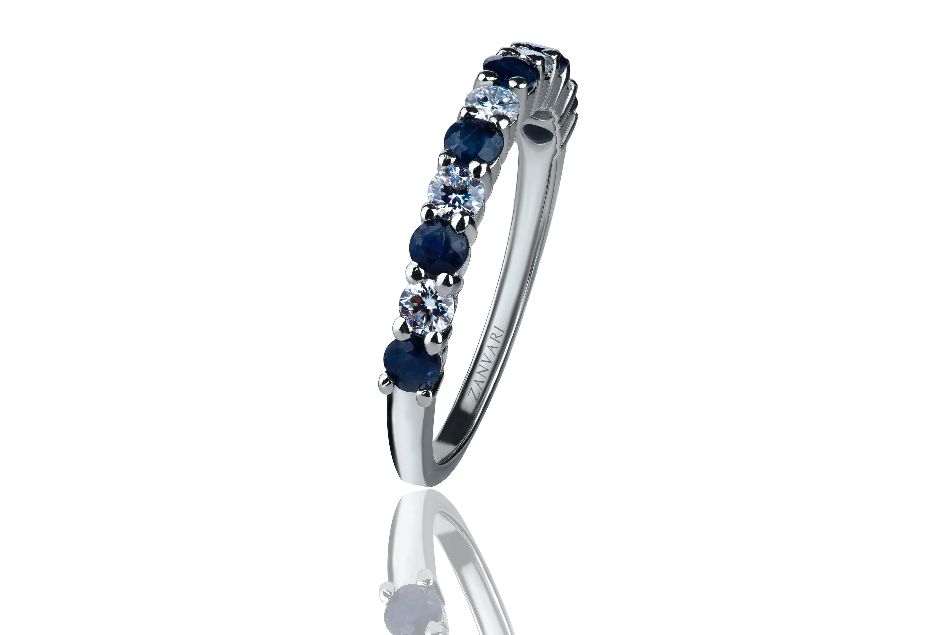 GLEAM OF SAPPHIRE AND MOISSANITE RING