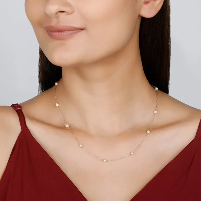 Golden Minimal Pearl Necklace