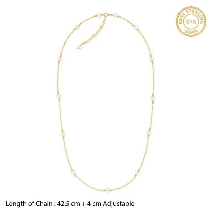 Golden Minimal Pearl Necklace