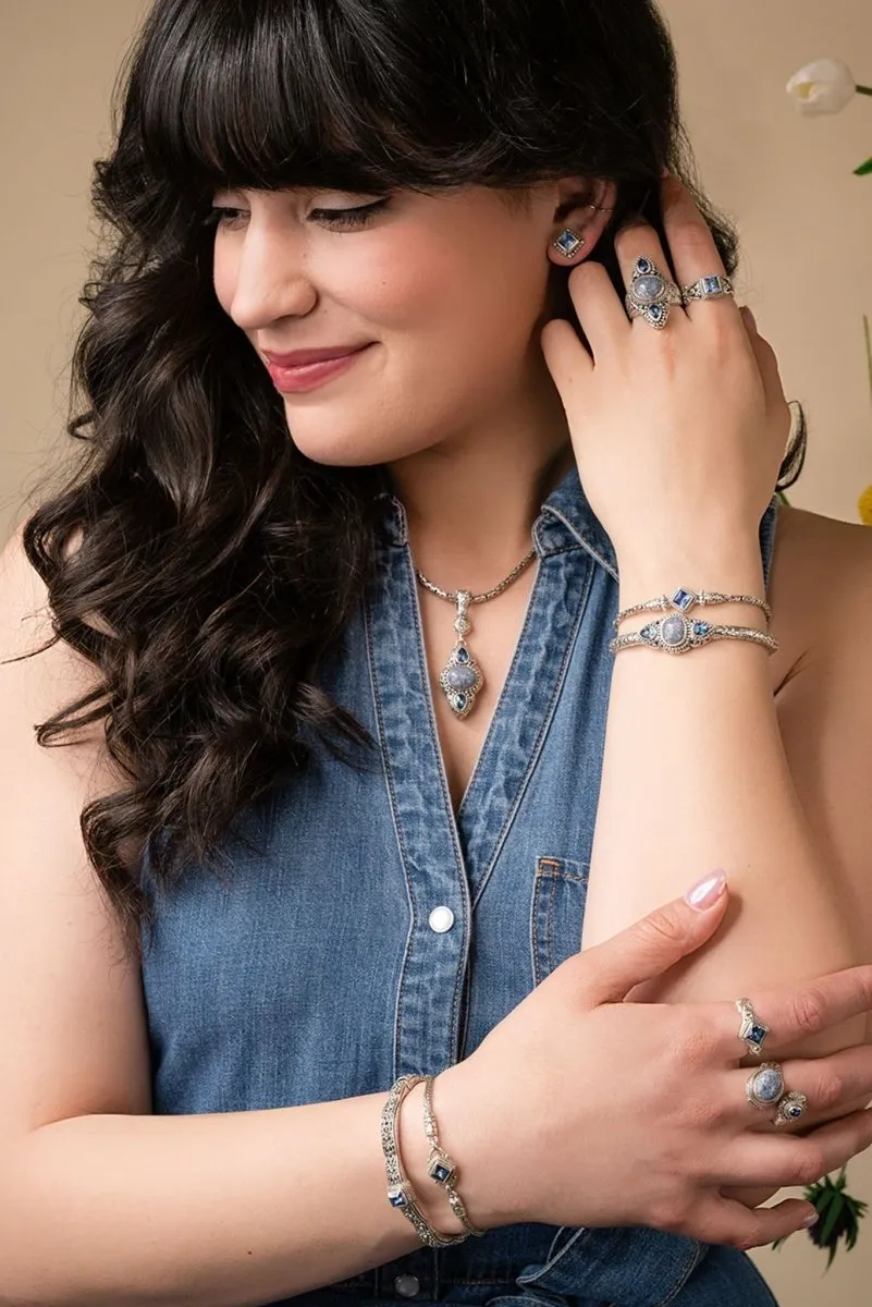 Graceful Presence Cuff? in Blue Sponge Coral & Sheer Luck? Mystic Topaz