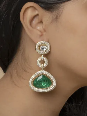 Green Color Gold Plated Moissanite Earrings - MO-EAR16WGR