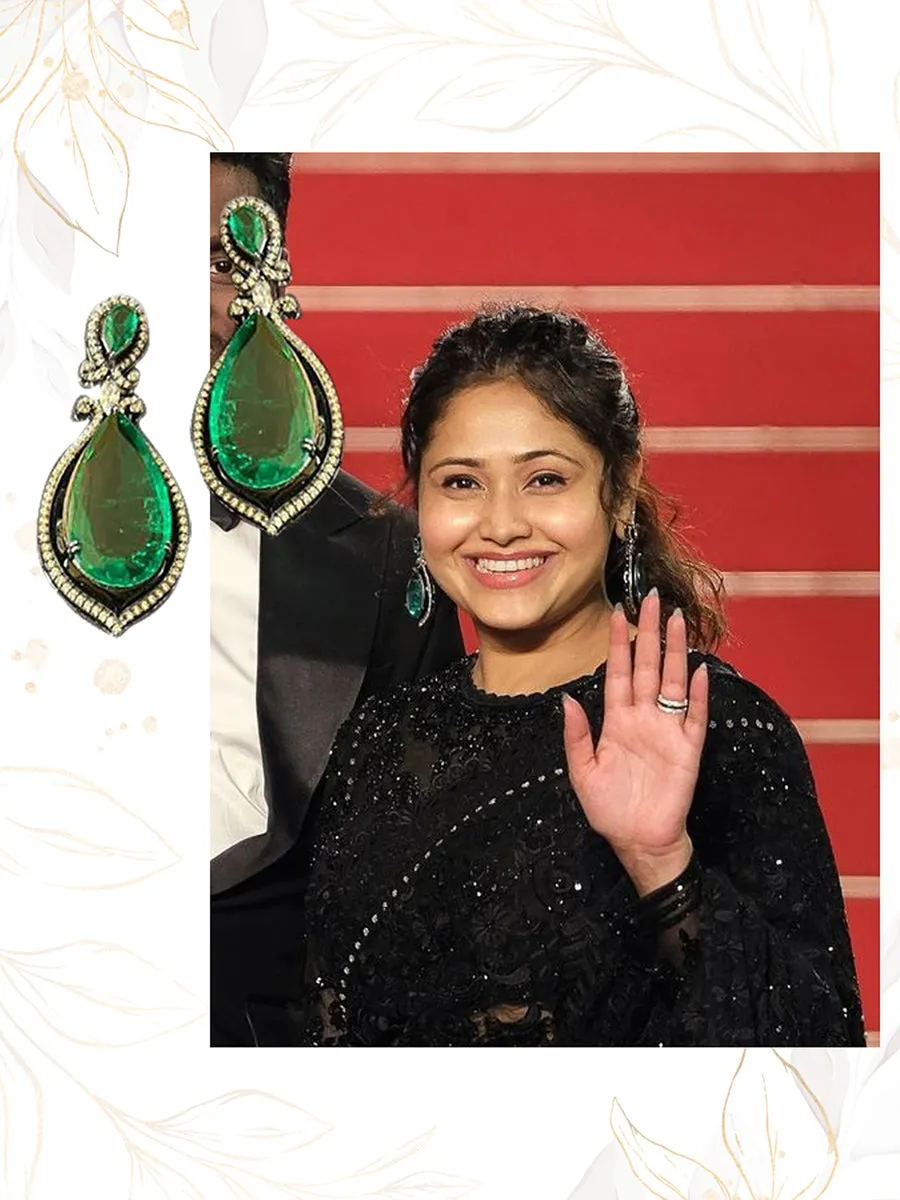 Green Color Silver Plated Faux Diamond Earrings - CZEAR474GR