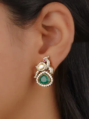 Green Color Victorian Earrings - VCSL925-EAR1