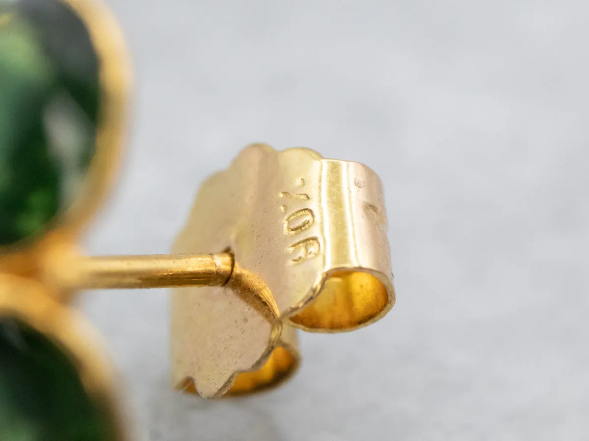Green Sapphire Cluster Stud Earrings