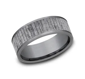 Grey Tantalum Wood Split 8mm Straight Edge Wedding Band
