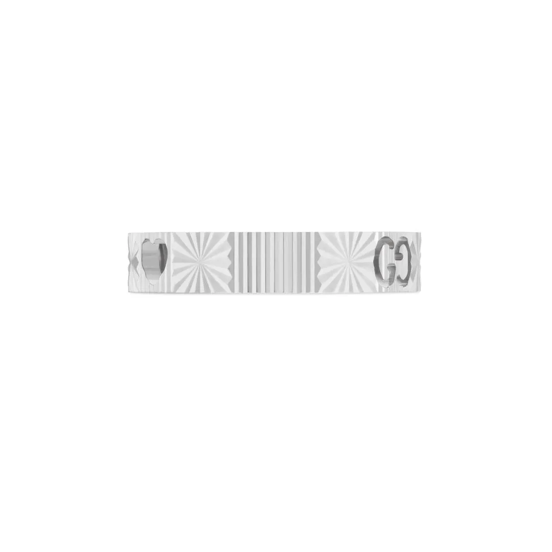 Gucci Icon 18ct White Gold Heart Band Ring D