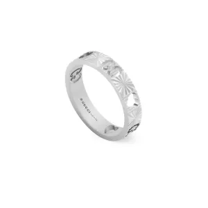 Gucci Icon 18ct White Gold Heart Band Ring D