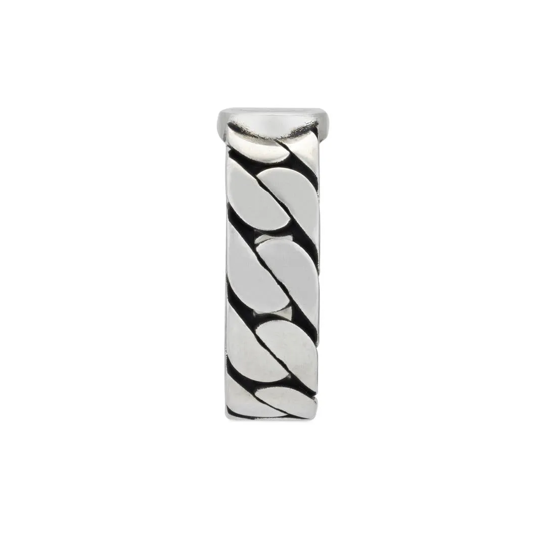 Gucci Interlocking Sterling Silver Green Enamel Band Ring D