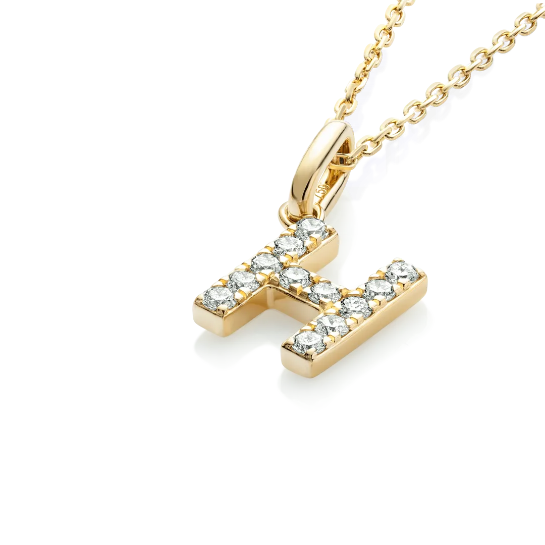 H Letter Pendant Yellow Gold