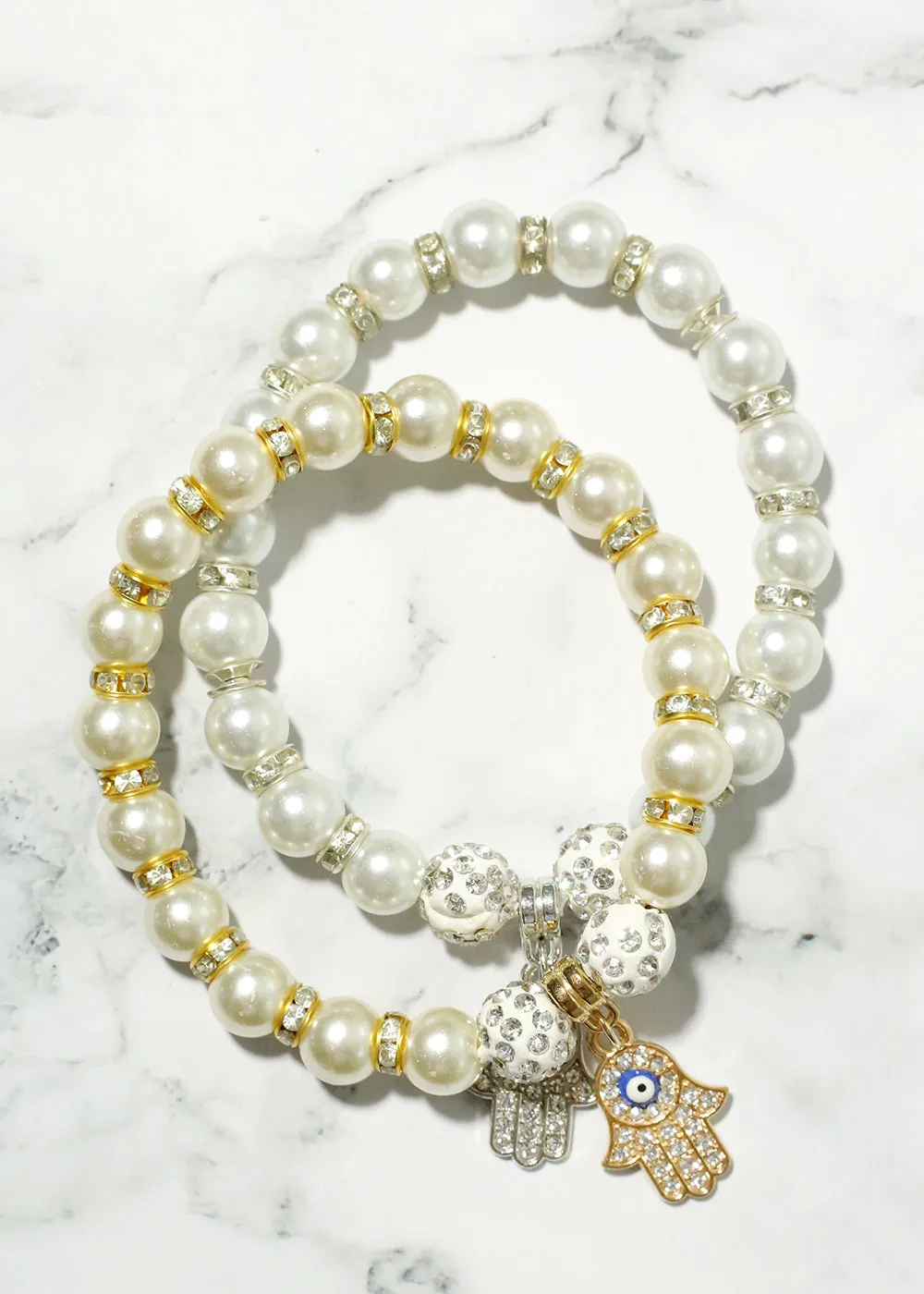 Hamsa Hand Pearl Bracelet