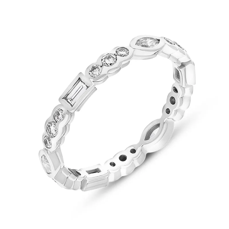 Hans D Krieger 18ct White Gold 0.87ct Diamond Mixed Cut Eternity Ring