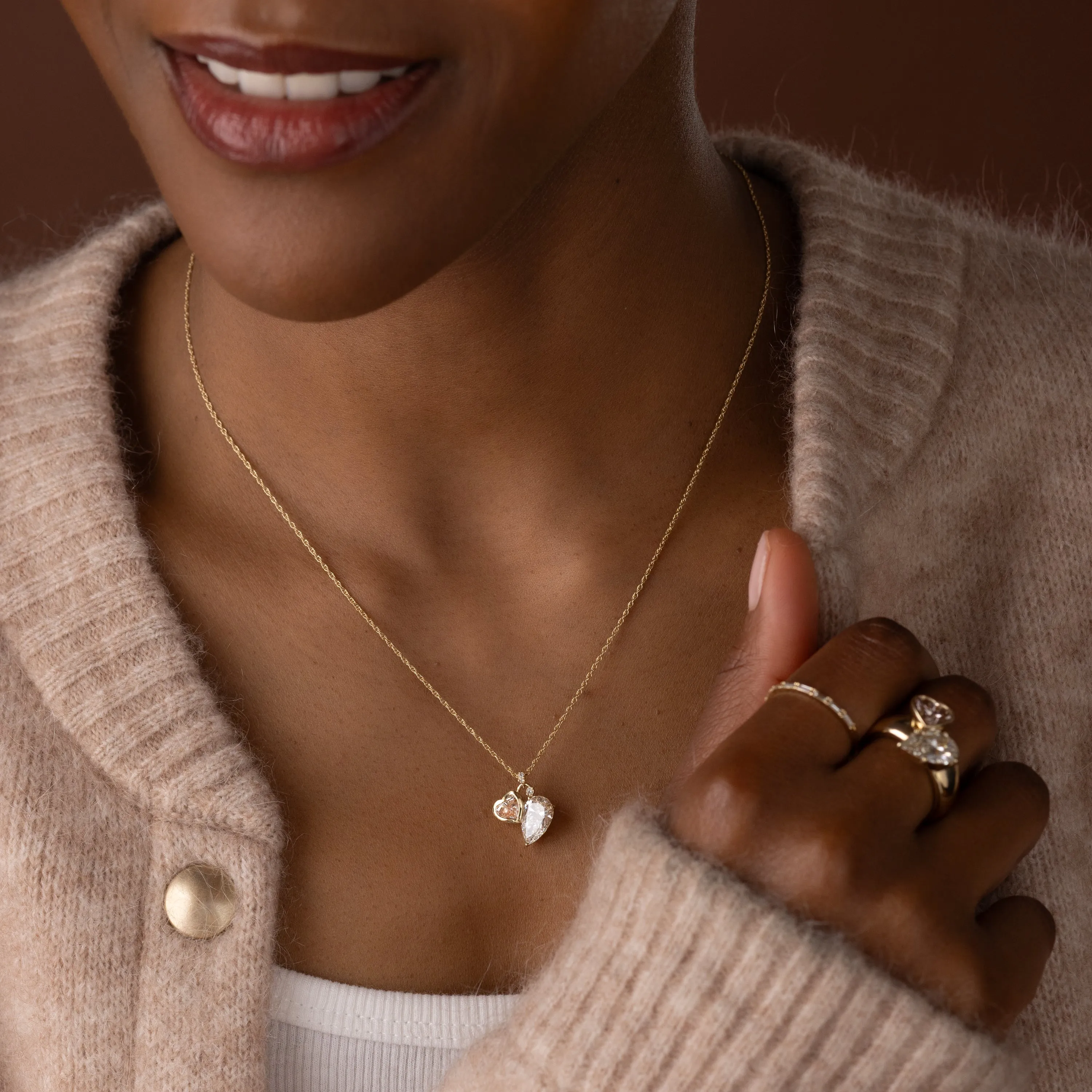 Heart to Heart Necklace, Pink Diamond - In Stock