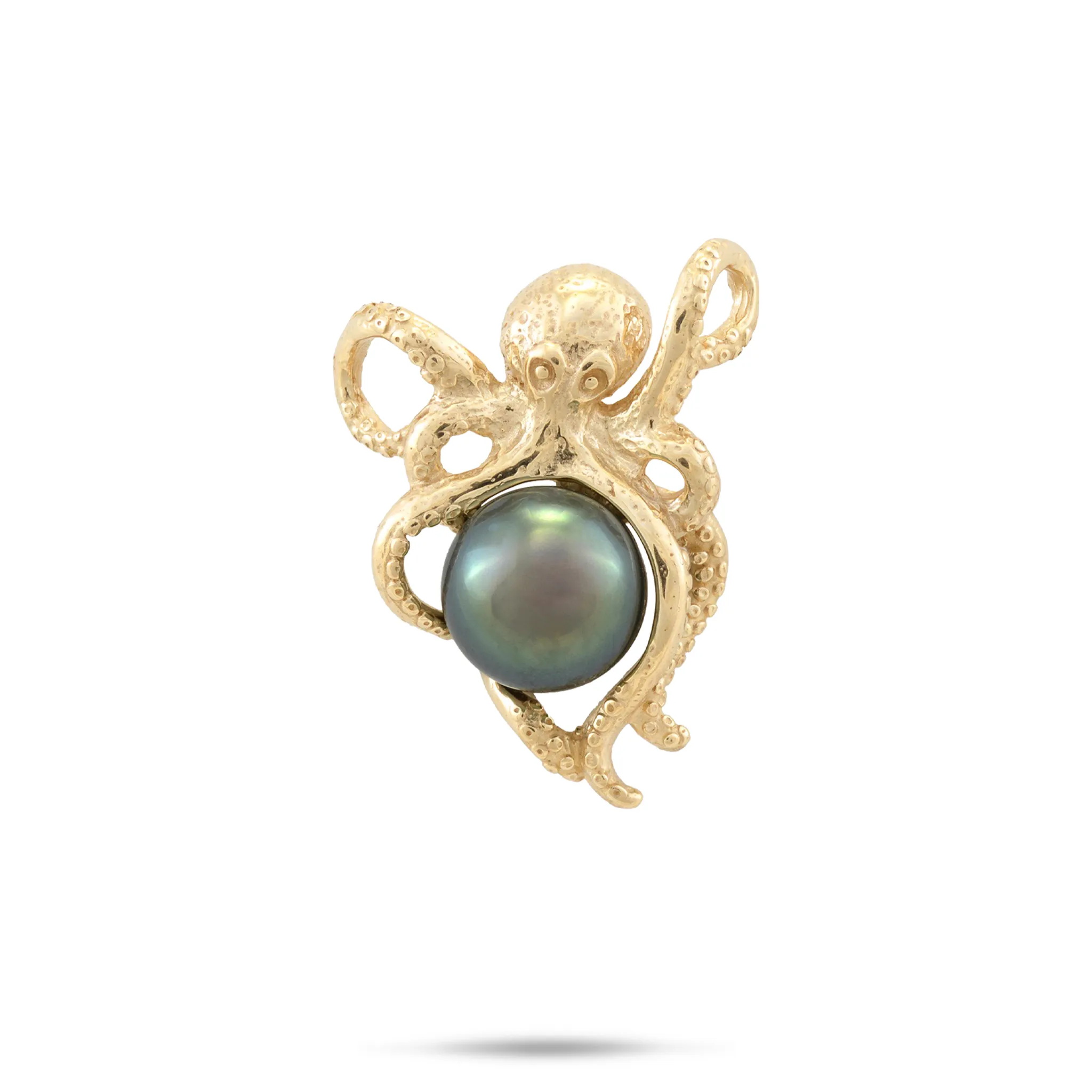 He?e (Octopus) Tahitian Black Pearl Pendant in Gold - 8-10mm