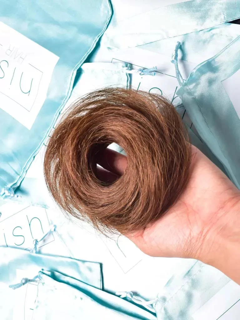 Human Hair Donut Scrunchie Light Brown
