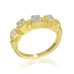 Jo Hayes Ward Princess Cut White Diamond Reflective Chaos Cube Band Ring