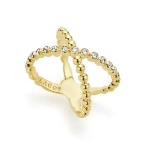 Lagos Caviar Gold 18k X Diamond Ring